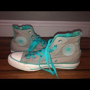 Teal and Gray high-top converse
